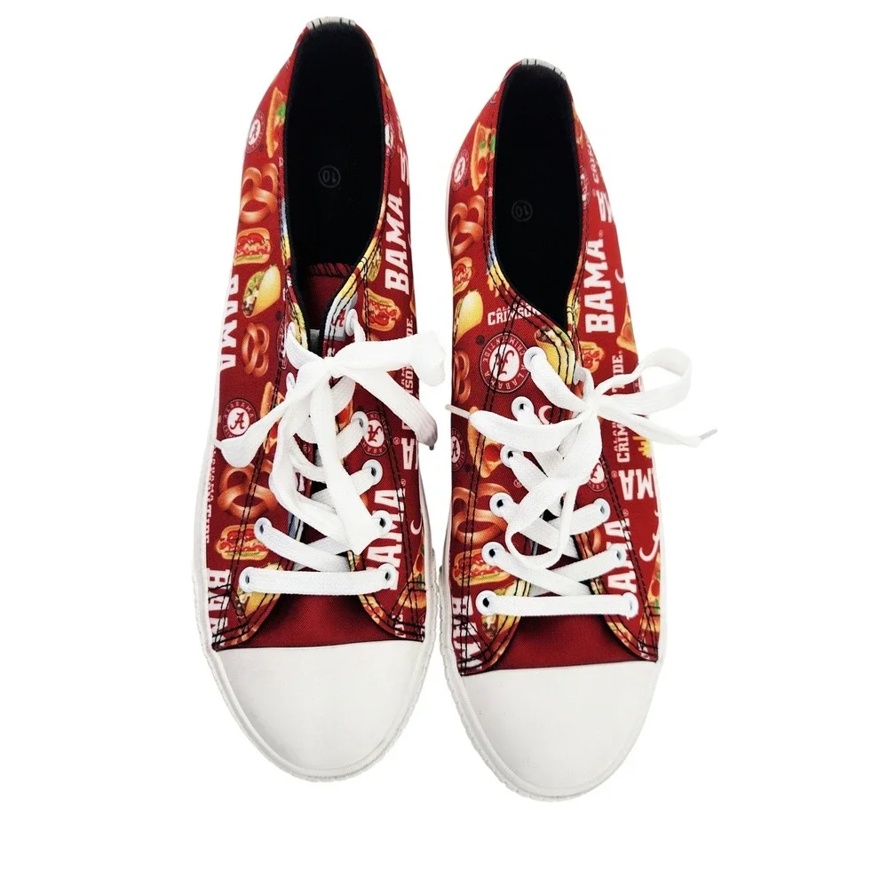 Alabama Crimson Tide FOCO Mens Size 10 Canvas‎ Sneakers Food Print Low Top Red